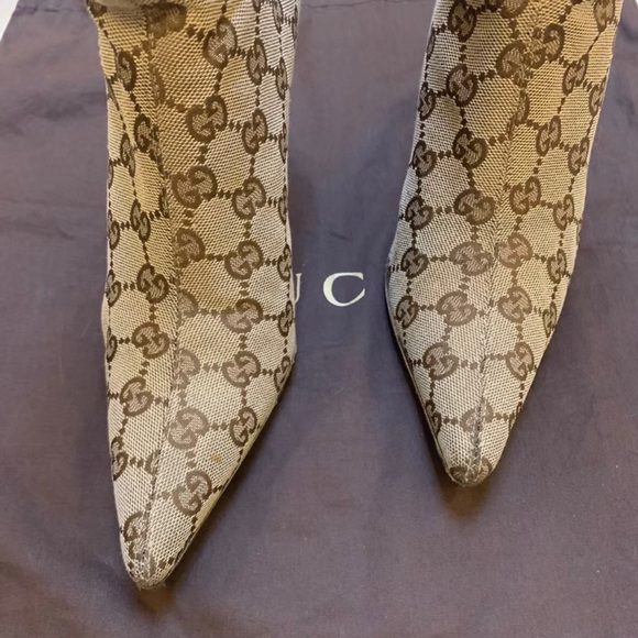 Gucci Beige and Brown Heeled Boots